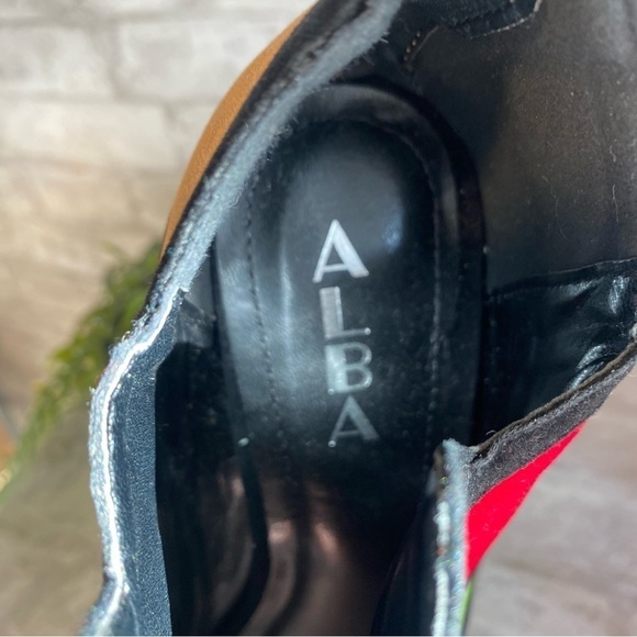 ALBA Andrea Color-block Heels with zipper Red Green Brown‎ Black Womens Size 10 - Picture 7 of 8